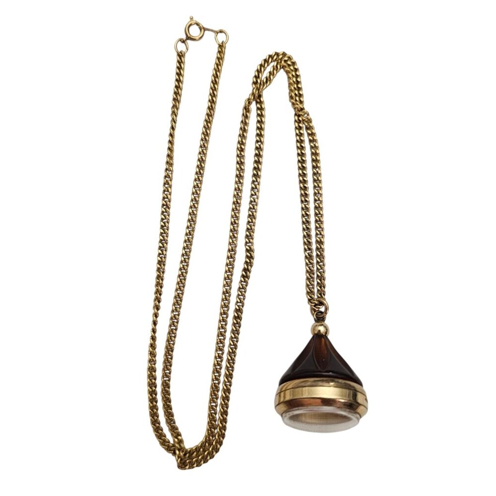 Harman Watch Pendant Bakelite Automatic Second Hand 1/20 12KT Gold Chain Necklac